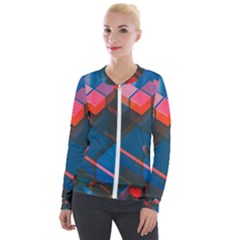 Minimalist Abstract Shaping Abstract Digital Art Minimalism Velvet Zip Up Jacket by Semog4