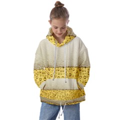 Texture Pattern Macro Glass Of Beer Foam White Yellow Art Kids  Oversized Hoodie by Semog4