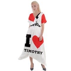 I Love Timothy Cross Front Sharkbite Hem Maxi Dress by ilovewhateva