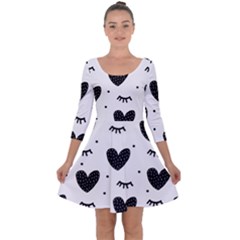Hearts-57 Quarter Sleeve Skater Dress