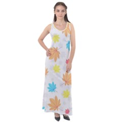 Leaves-141 Sleeveless Velour Maxi Dress