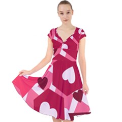 Pink-17 Cap Sleeve Front Wrap Midi Dress