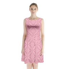 Pink-75 Sleeveless Waist Tie Chiffon Dress