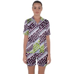 Field Agriculture Farm Stripes Diagonal Pattern Satin Short Sleeve Pajamas Set by Jancukart