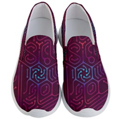 Circuit Hexagonal Geometric Pattern Background Purple Men s Lightweight Slip Ons by Jancukart