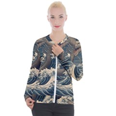 Sea Dragon Kanagawa Sea Monster Casual Zip Up Jacket by Jancukart
