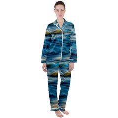 Waves Abstract Waves Abstract Women s Long Sleeve Satin Pajamas Set	