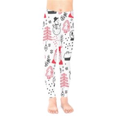 Christmas Themed Seamless Pattern Kids  Leggings by Semog4