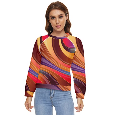 Abstract Colorful Background Wavy Women s Long Sleeve Raglan Tee by Semog4