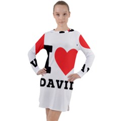 I Love David Long Sleeve Hoodie Dress by ilovewhateva