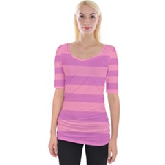 Pink Stripes Striped Design Pattern Wide Neckline Tee