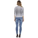 Square-diagonal-pattern-monochrome Women s 3/4 Sleeve Ruffle Edge Open Front Jacket View4