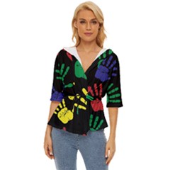 Handprints-hand-print-colourful Lightweight Drawstring Hooded Top