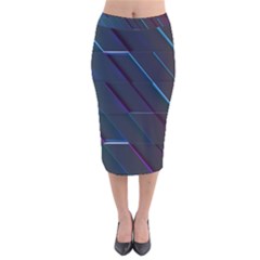 Glass-scifi-violet-ultraviolet Velvet Midi Pencil Skirt by Semog4