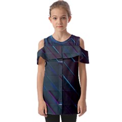 Glass-scifi-violet-ultraviolet Fold Over Open Sleeve Top