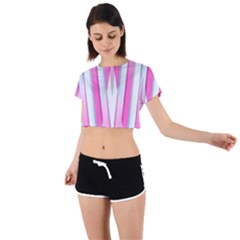 Geometric-3d-design-pattern-pink Tie Back Short Sleeve Crop Tee by Semog4