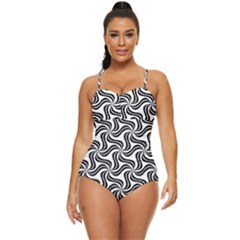 Soft-pattern-repeat-monochrome Retro Full Coverage Swimsuit by Semog4