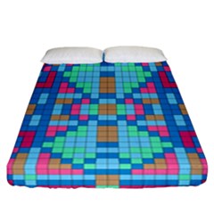 Checkerboard-squares-abstract Fitted Sheet (california King Size) by Semog4