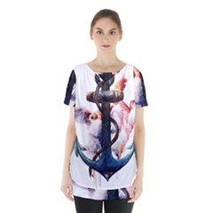 Anchor Watercolor Painting Tattoo Art Anchors And Birds Skirt Hem Sports Top by Salman4z