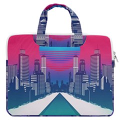 Retro Cityscape Artist Artwork Digital Art Macbook Pro 16  Double Pocket Laptop Bag  by Salman4z