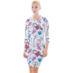 Medicine Quarter Sleeve Hood Bodycon Dress by SychEva