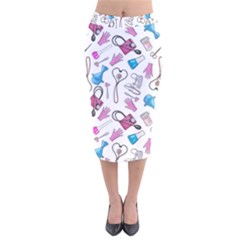 Medicine Velvet Midi Pencil Skirt by SychEva