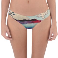 Wave Japanese Mount Fuji Woodblock Print Ocean Reversible Hipster Bikini Bottoms