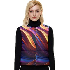 Waves Splash Liquid Paint Wall Women s Short Button Up Puffer Vest by Jancukart