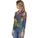 Waves Particles Vibration Atom Physics Technology Women s Long Sleeve Revers Collar Cropped Jacket View2