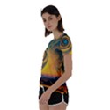 Surrealist Fantasy Dream Moon Space Short Sleeve Open Back Tee View2