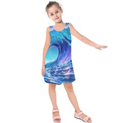 Tsunami Tidal Wave Ocean Waves Sea Nature Water 2 Kids  Sleeveless Dress by Jancukart