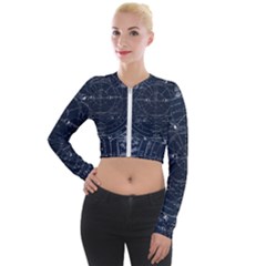 Vintage Astrology Poster Long Sleeve Cropped Velvet Jacket by ConteMonfrey