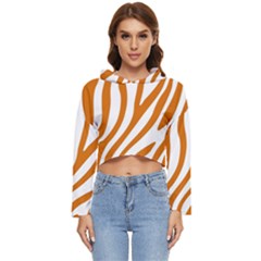 Orange Zebra Vibes Animal Print   Women s Lightweight Cropped Hoodie by ConteMonfrey