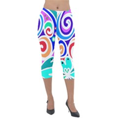 Crazy Pop Art - Doodle Circles   Lightweight Velour Capri Leggings  by ConteMonfrey