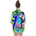 Crazy Pop Art - Doodle Skulls  Half Sleeve Chiffon Kimono View2