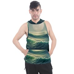 Ocean Sea Waves Tide Men s Sleeveless Hoodie by Simbadda