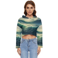 Ocean Sea Waves Tide Women s Lightweight Cropped Hoodie by Simbadda