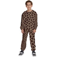 Giraffe Animal Print Skin Fur Kids  Sweatshirt Set by Amaryn4rt