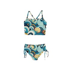 Waves Ocean Sea Abstract Whimsical Abstract Art 6 Girls  Tankini Swimsuit by Wegoenart