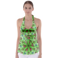 Flower Mandala Art Drawing Spring Background Babydoll Tankini Top by Uceng