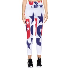 Usa Stars Fourth Of July Symbol America Usa Stars Pocket Leggings  by Wegoenart