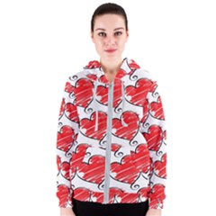 Seamless-heart-red Women s Zipper Hoodie