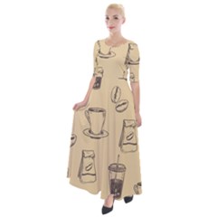 Coffee-56 Half Sleeves Maxi Dress