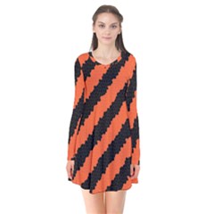 Halloween-background Long Sleeve V-neck Flare Dress