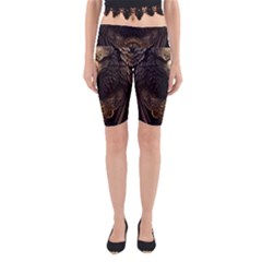 Eagle Ornate Pattern Feather Texture Yoga Cropped Leggings by Ravend