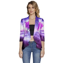 Fantasy World Women s 3/4 Sleeve Ruffle Edge Open Front Jacket by Salman4z