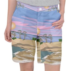 Vacation Island Sunset Sunrise Women s Pocket Shorts by Salman4z