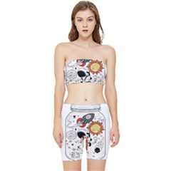 Astronaut Drawing Planet Stretch Shorts And Tube Top Set