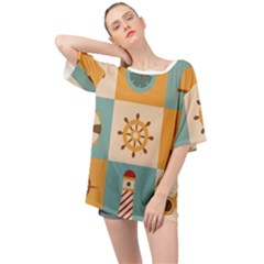 Nautical Elements Collection Oversized Chiffon Top