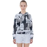 Cute Cat Hand Drawn Cartoon Style Women s Tie Up Sweat